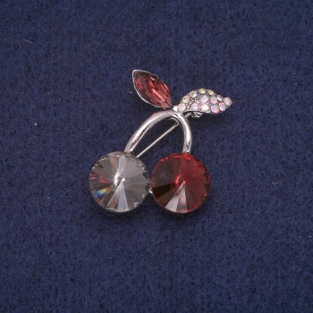 Broche Cerezas con piedras y cristales