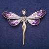 Broche de Hada con cristal lila y esmalte, metal dorado 50x60 mm