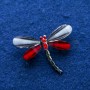 Broche Libélula con cristales, metal plateado 32×43 mm