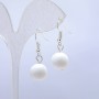 Pendientes de ágata blanca, diámetro 12 mm ±, longitud 3 cm ±