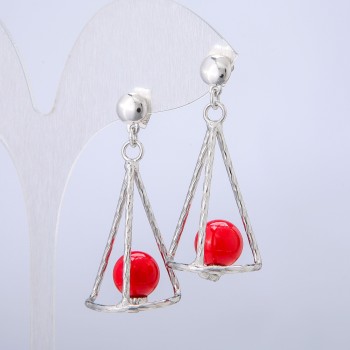  Pendientes tipo botón Xuping con rodio y cuentas rojas, diámetro 42×20 mm +