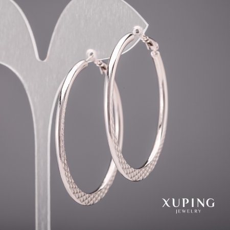 Pendientes Xuping Aros 3x55 mm Rodio
