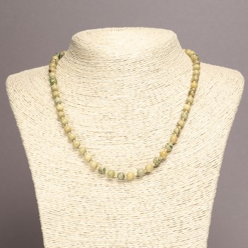 Collar de jaspe amarillo con cuentas lisas, diámetro 6 mm, longitud 45 cm+