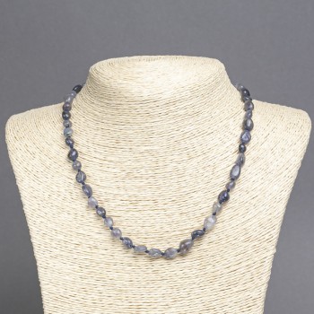 Collar de iolita natural, cuentas pulidas, diámetro 8x6 mm+-, longitud 45 cm+
