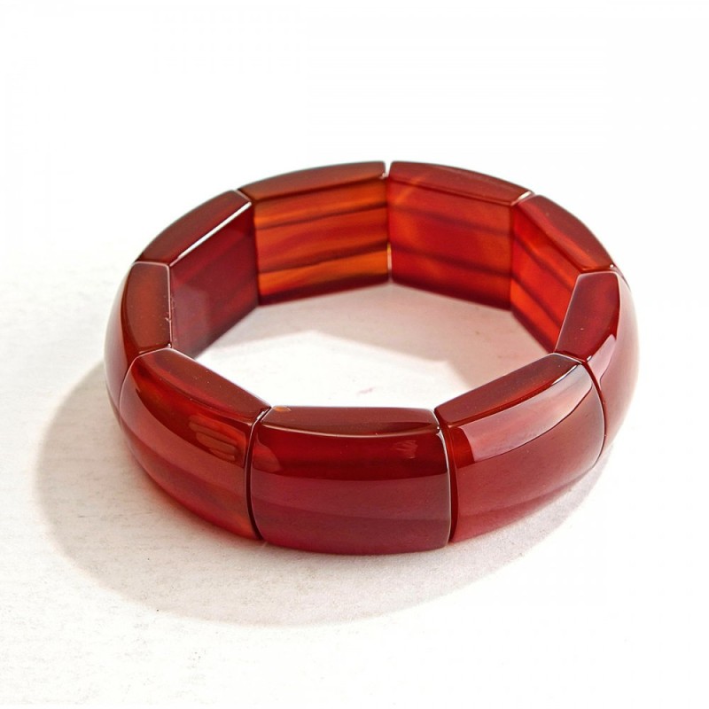 Pulsera elástica de cornalina con piedras rectangulares