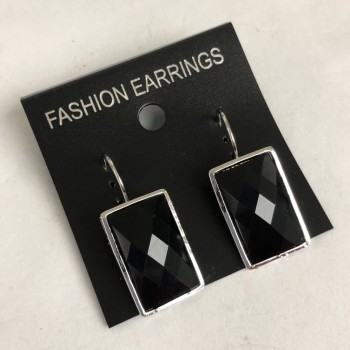 Pendientes de ágata facetada con montura lisa, piedra rectangular 37×30 mm, longitud 50 mm aprox.