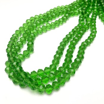 Cuentas de cristal checo en hilo verde claro translúcidas facetadas rondel, diámetro 8x6 mm ±, longitud 40-42 cm ±