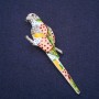 Broche Loro a lunares esmaltado y con strass en colores blanco, azul claro, verde y rosa, 90×25 mm, metal plateado