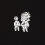 Broche mini caniche real con strass, color plateado, 1,5 cm