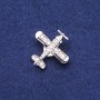 Broche Avión con strass en metal plateado 28×28 mm