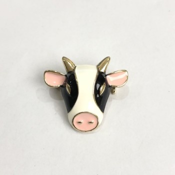 Broche Cabeza de Buey con esmalte, metal dorado 25x28 mm