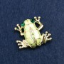 Broche «Rana» de metal dorado y cristales