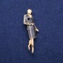 Broche-colgante 'Señora' con esmalte dorado, 18×60 mm