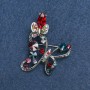 Broche "Mariposa" plateado, de metal y cristales, 50 mm +