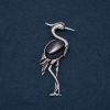 Broche-colgante «Garza» con piedra natural de aventurina azul arena Noche de El Cairo 80x30 mm