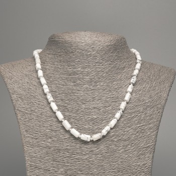 Collar de caolín natural, cuentas cilíndricas lisas, diámetro 10x6 mm, longitud 49 cm ±
