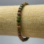 Pulsera de jaspe, heliotropo y unakita, piedra natural, cubos facetados de 5 mm, longitud 18 cm (elástico)