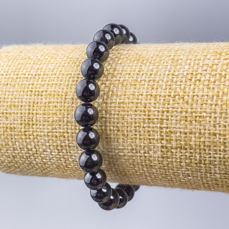 Pulsera de granate natural, cuentas lisas de 8 mm+, longitud 18 cm (elástico)