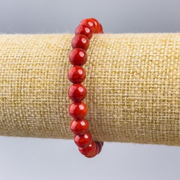 Pulsera de coral artificial (bolas lisas) de 8 mm de diámetro, 18 cm de longitud (elástica)