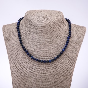 Collar de lapislázuli con cuentas rondel lisas, diámetro 7×4 mm, longitud 45 cm