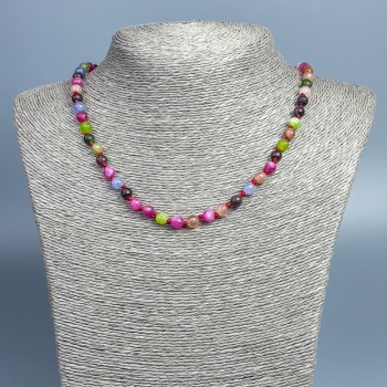 Collar de cuentas facetadas surtidas, diámetro 6 mm, longitud 49 cm ±