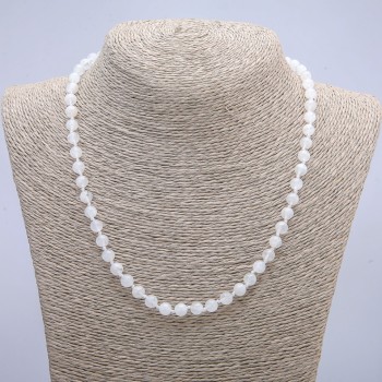 Collar de adularia con cuentas lisas, diámetro 8 mm, longitud 45 cm +
